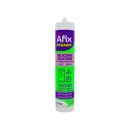 Silicona sellador Afix PEGADIT blanca antihongos para baños y cocinas, resistente a humedad y moho