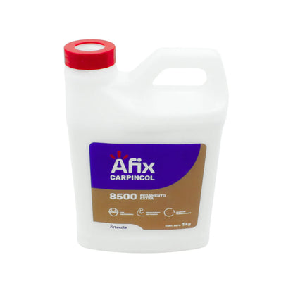 Afix Carpincol 8500, pegamento extra fuerte para madera, uso profesional, acabado transparente, 1 kg.