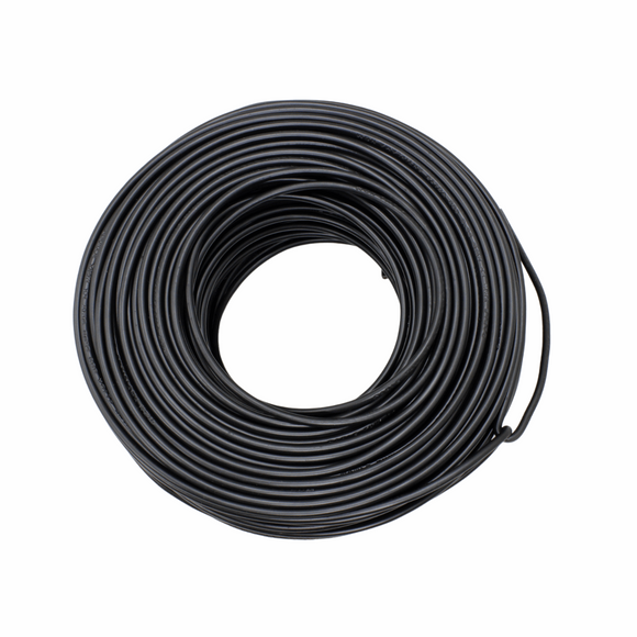 Cable 100% cobre.,100 metros de largo.,Calibre 12,Recubrimiento PVC y antiflama.,60 ºC 600 V,Negro.