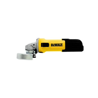 Esmeriladora angular eléctrica Dewalt amarilla y negra para corte y desbaste.