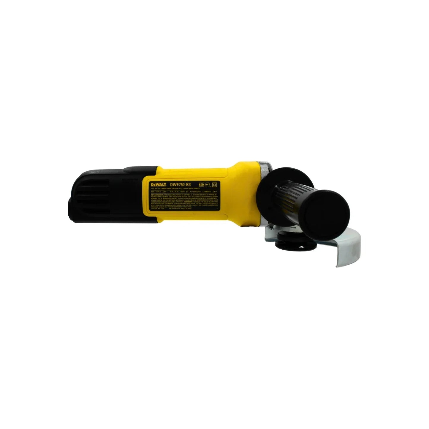 Esmeriladora angular DEWALT DWE750-B3 amarilla/negra 4 1/2 pulg 750W con guarda para corte y desbaste