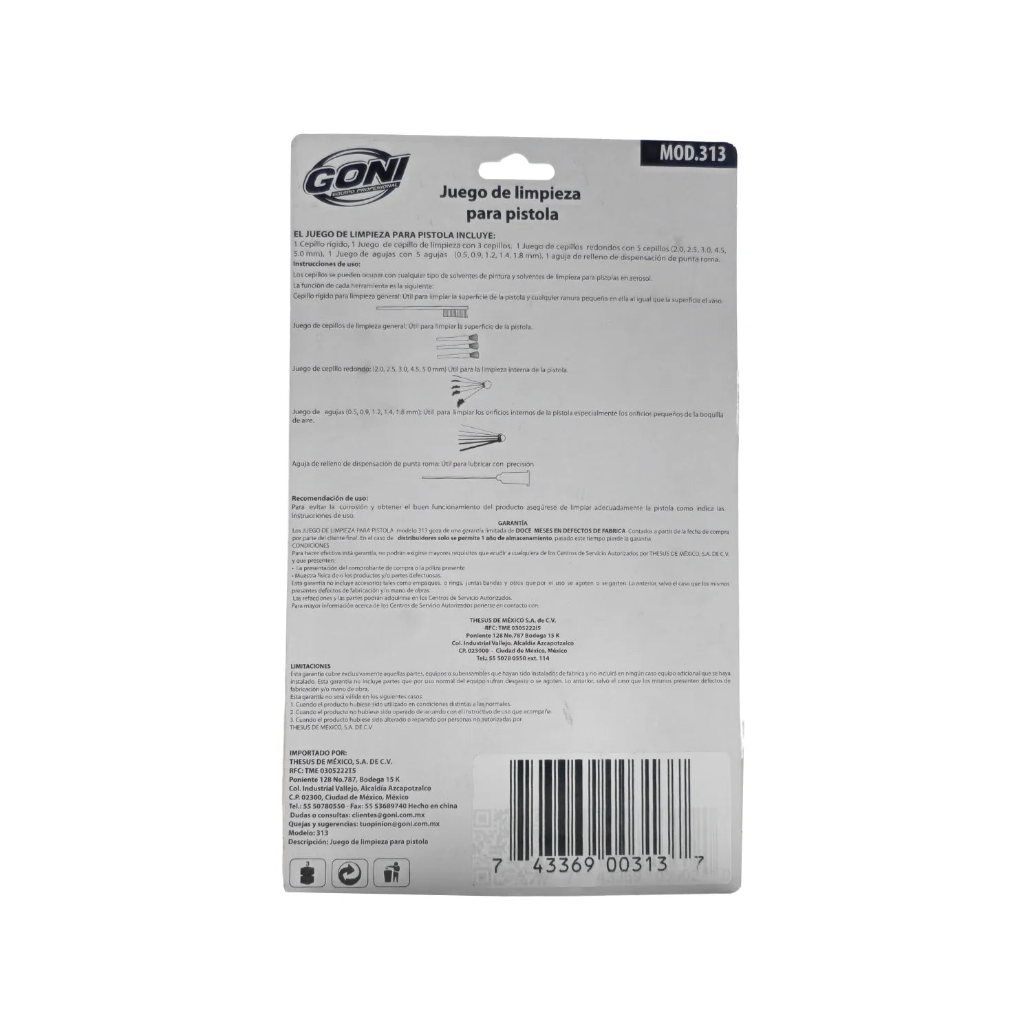 Juego de limpieza para pistola Goni 313