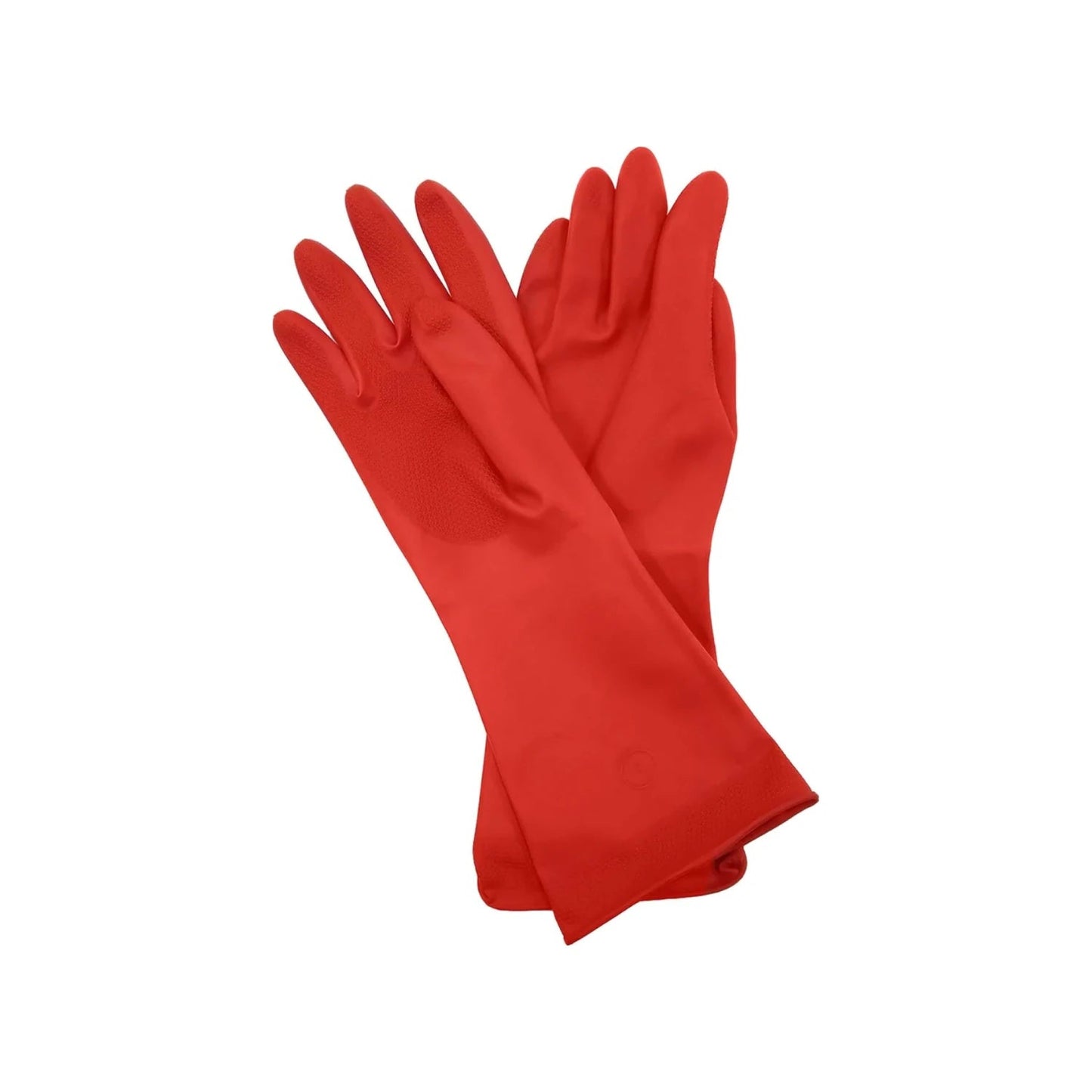 Guantes de hule rojos para limpieza y protección en tareas domésticas