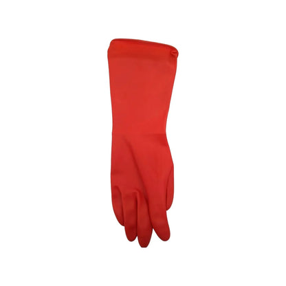 Guante de hule rojo para limpieza y protección de manos en trabajos domésticos e industriales