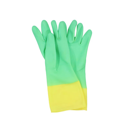 Guantes de hule Durtex talla 7 verdes y amarillos para limpieza y protección manual