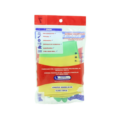 Guantes de hule Durtex talla 7 verdes y amarillos para uso doméstico, jardinería, pintura y albañilería