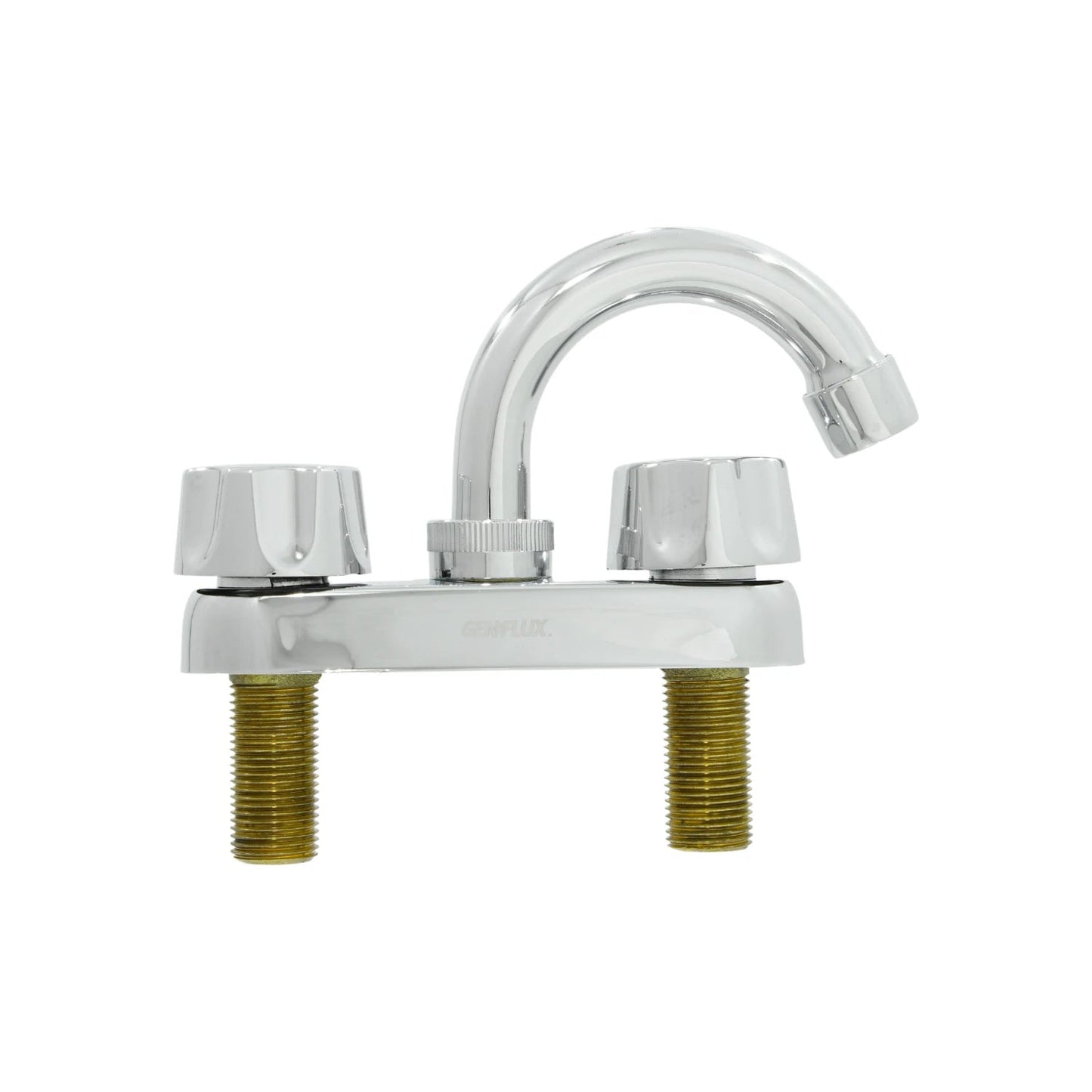 Mezcladora de lavabo Genflux cromada 4 pulgadas con dos manijas y salida de agua curva