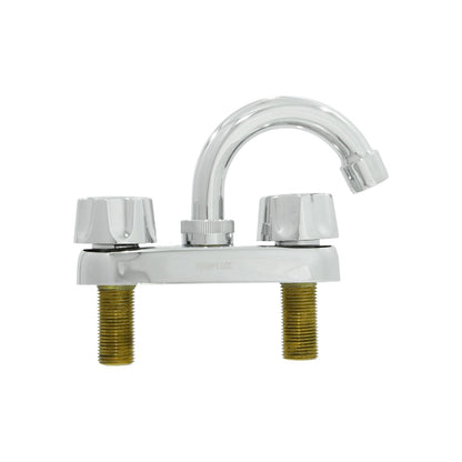 Mezcladora de lavabo Genflux cromada 4 pulgadas con dos manijas y salida de agua curva
