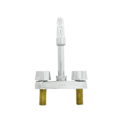 Mezcladora de lavabo Genflux cromada doble maneral, instalación 4 pulgadas, con cuello fijo