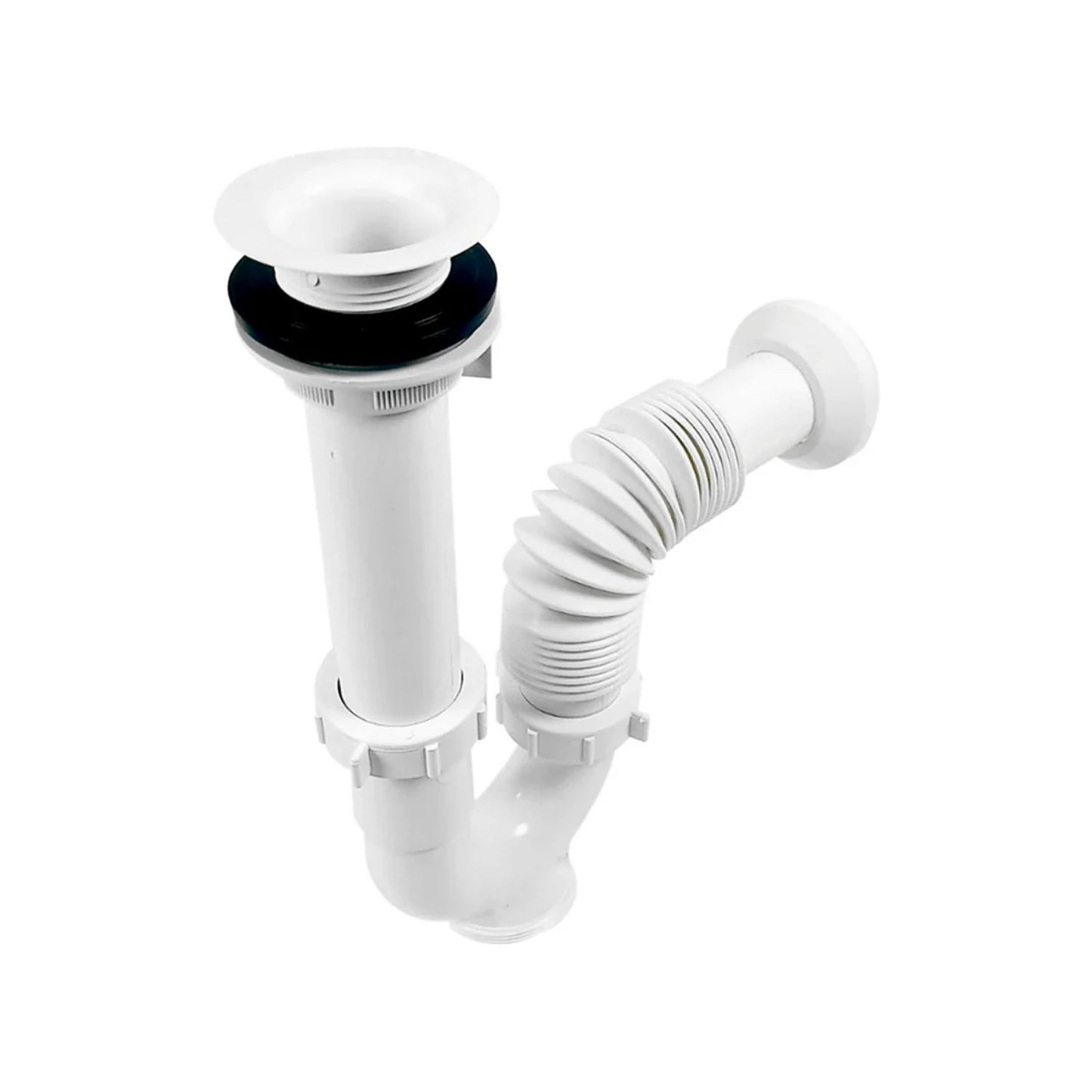 Cespol flexible blanco para fregadero con trampa de desagüe ajustable de plástico