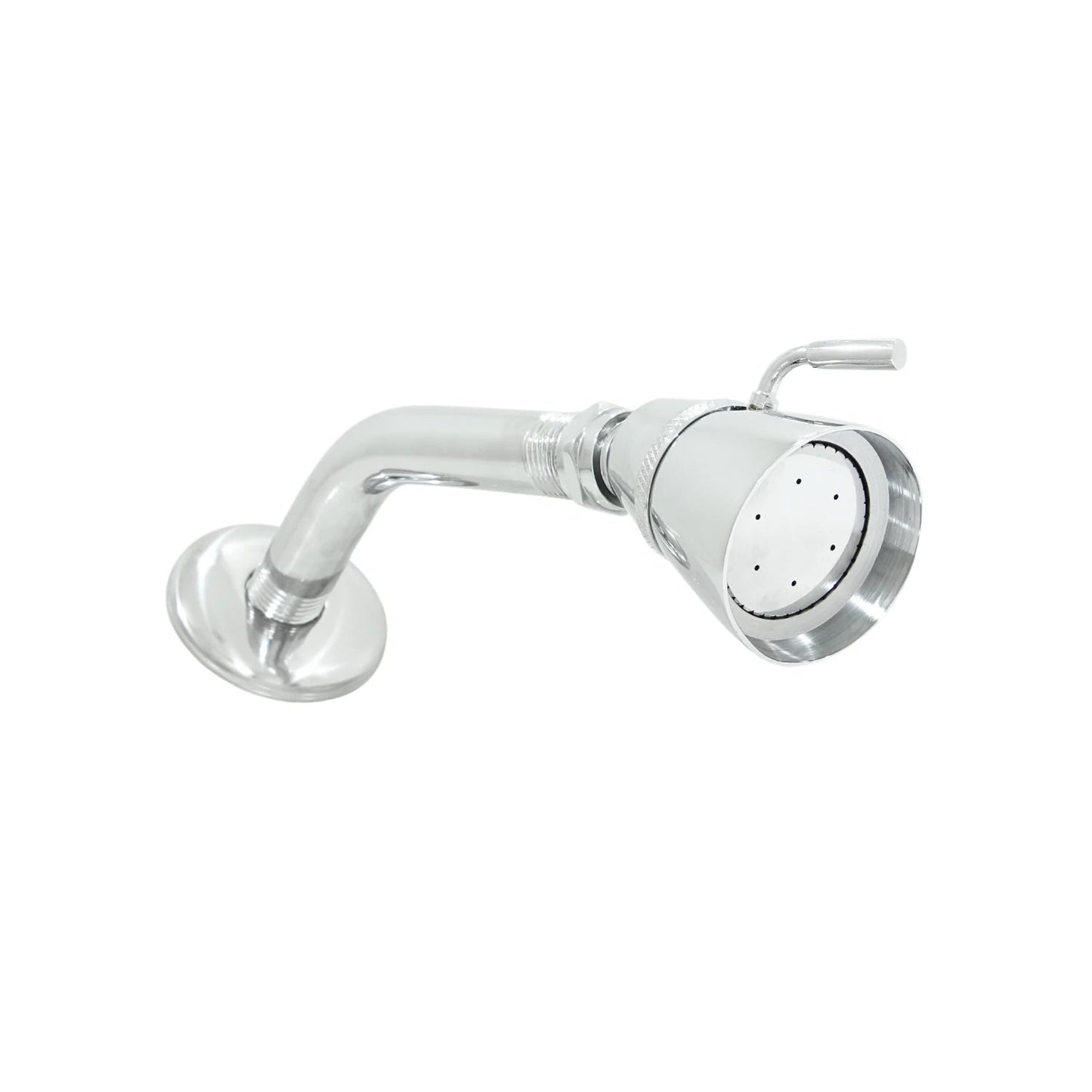 Regadera ajustable metálica cromada para ducha, incluye brazo curvo y chapetón