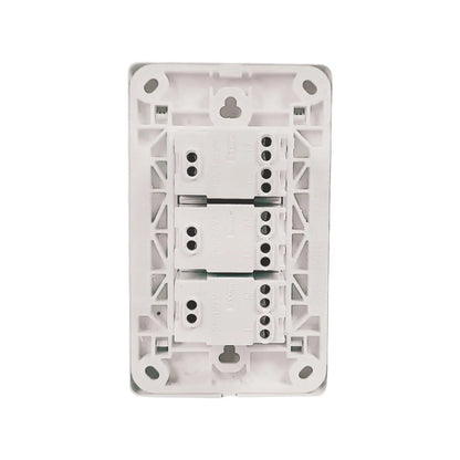 Placa de 3 contactos eléctrica blanca para pared, con terminales de cableado 15A 127V