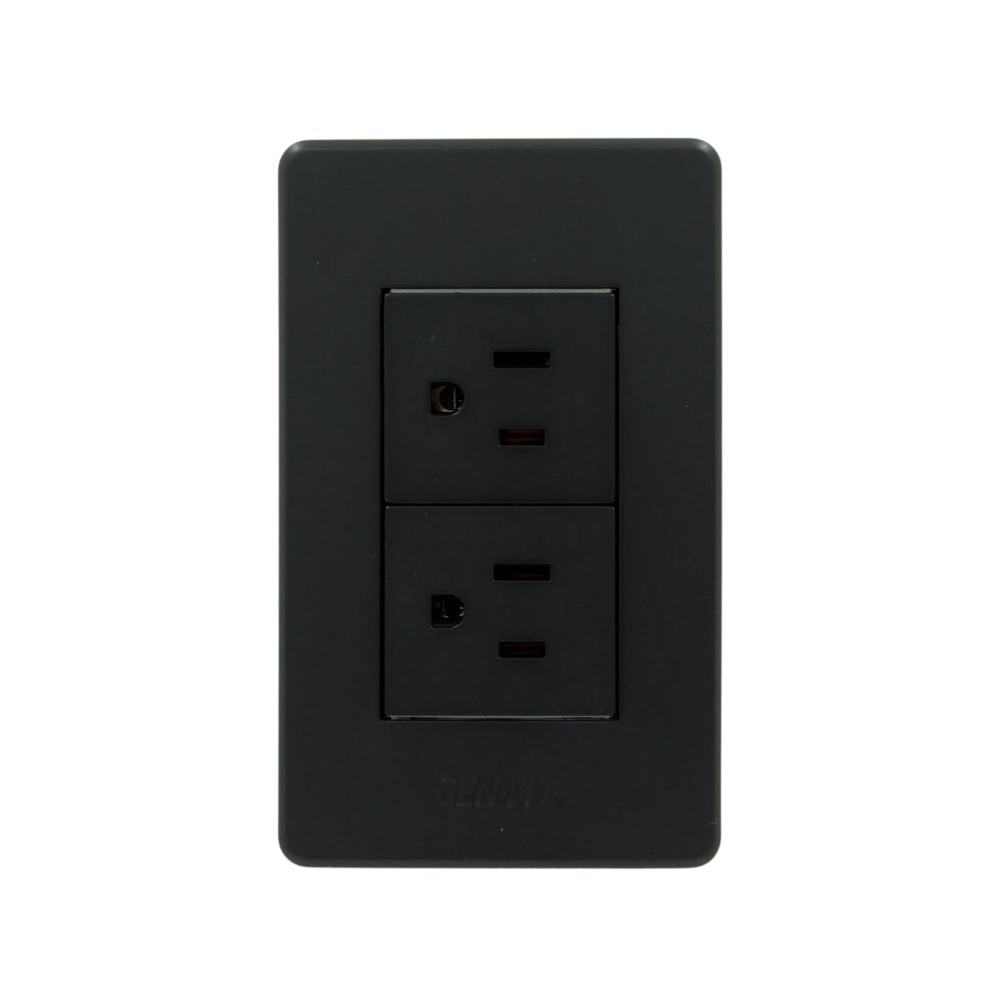 Placa eléctrica Genlit negra con 2 contactos polarizados, tomacorriente doble para pared.