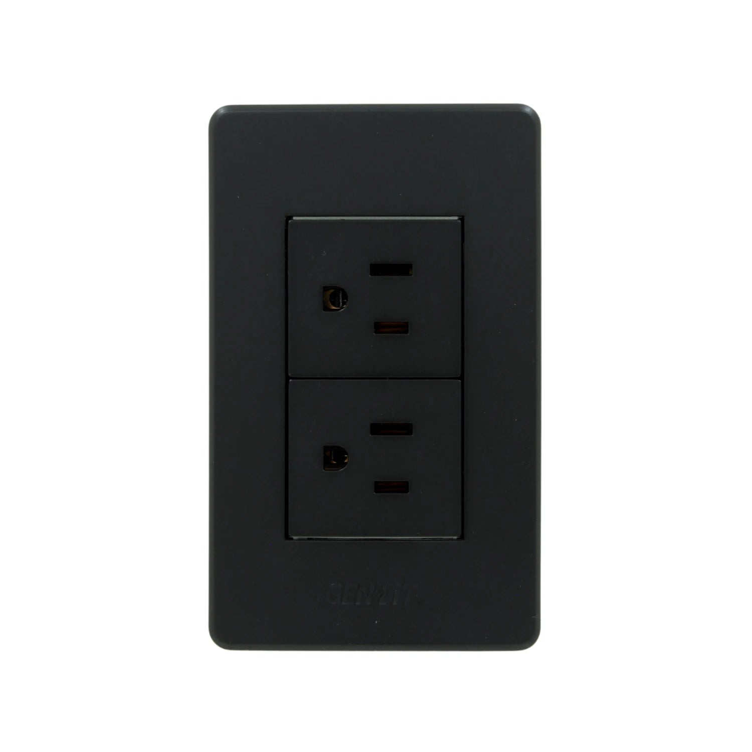 Placa eléctrica Genlit negra con 2 contactos polarizados, tomacorriente doble para pared.