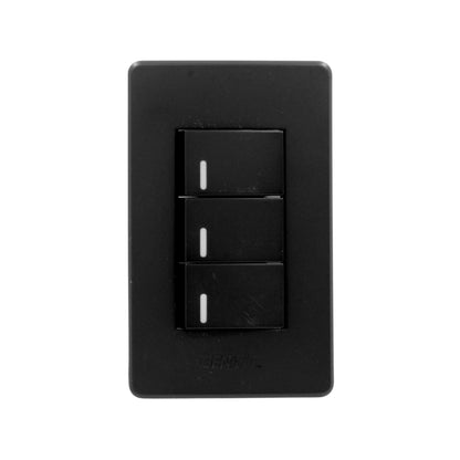 Placa 3 apagadores negra Genlit GL-PKBU3A buio
