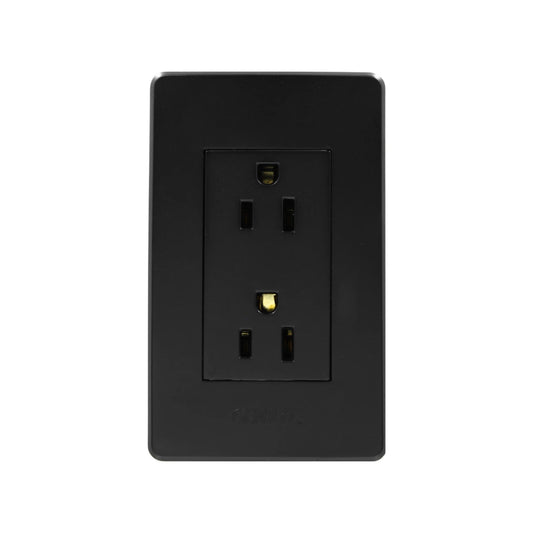 Placa de contacto dúplex negra para pared, enchufe eléctrico doble, toma de corriente residencial