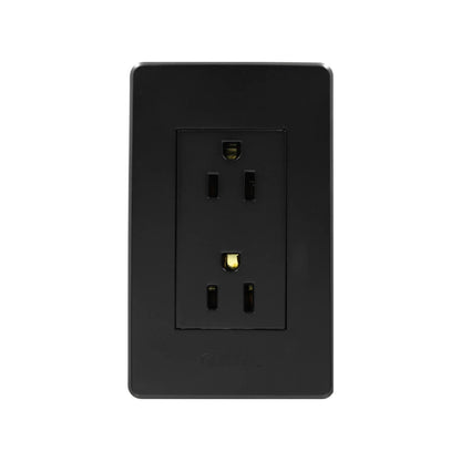 Fabricada de plástico ABS,Placa dos contactos.,127 V - 15 A - 60 Hz,Contactos aterrizados, incluye tornillos.,Gris obscuro.,NOM: NMX-J-005-ANCE-2015