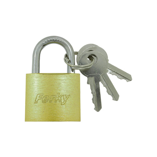 Candado Ferky dorado con gancho corto endurecido y 3 llaves de seguridad