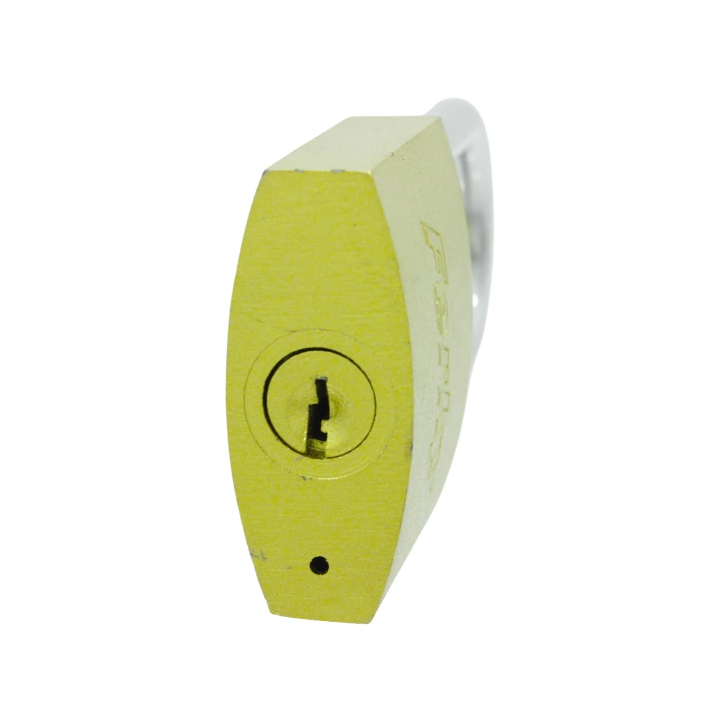 Candado de seguridad amarillo con ranura de llave y cuerpo de latón para protección