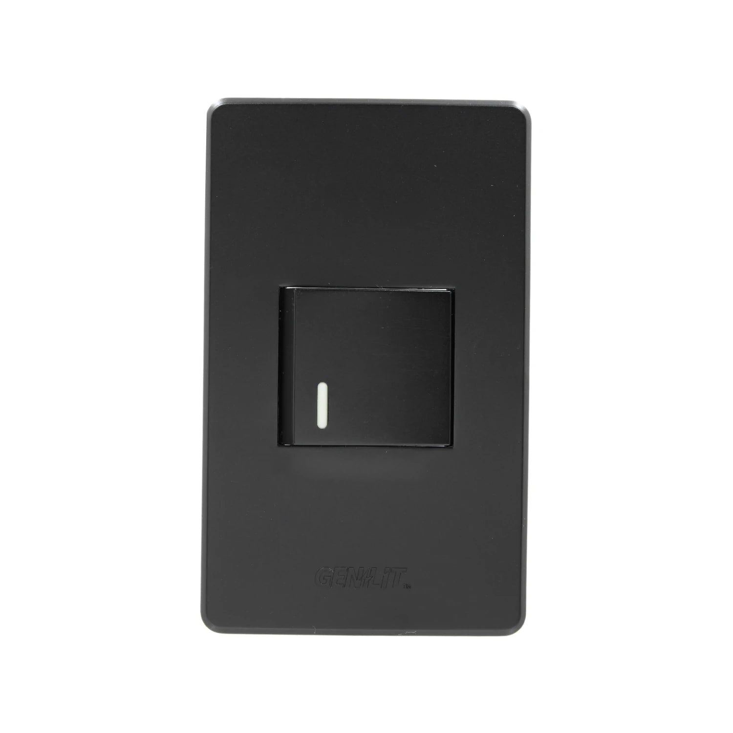 Placa apagador de escalera Genlit negra con 1 interruptor moderno y luz indicadora