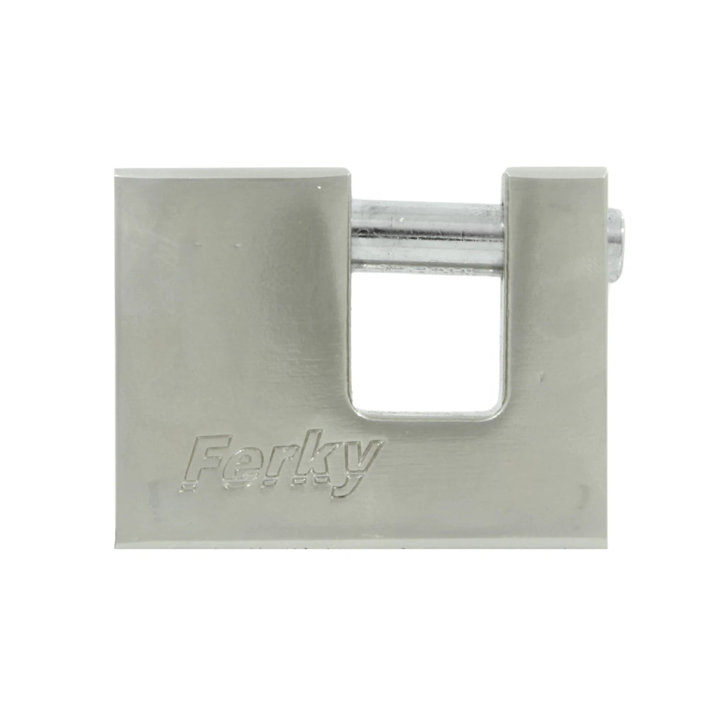 Candado tipo cortina Ferky de seguridad, color plata, cuerpo metálico robusto para protección