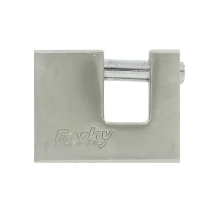 Candado tipo cortina Ferky de seguridad, color plata, cuerpo metálico robusto para protección