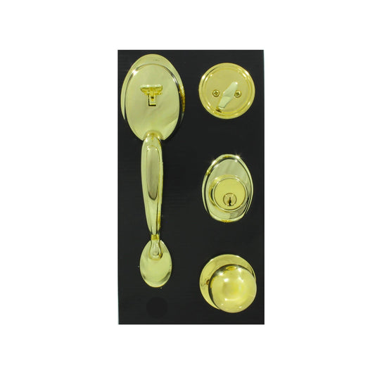 Cerradura de gatillo dorada con pomo y cerrojo para puerta principal, conjunto de seguridad de latón.