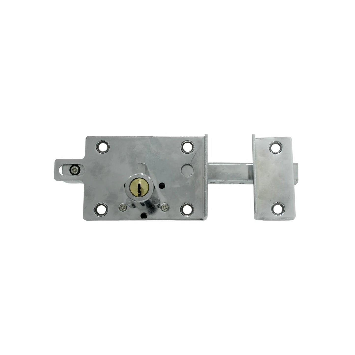 Cerradura de barra fija izquierda con llave para puerta, acabado cromado brillante, alta seguridad