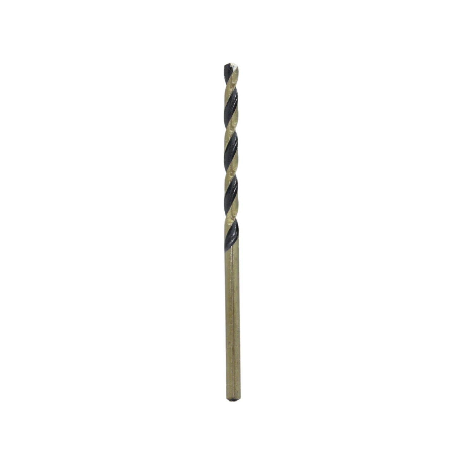 Broca alta velocidad 1/8" con recubrimiento dorado y negro, zanco corto, punta de 135 grados para metal.