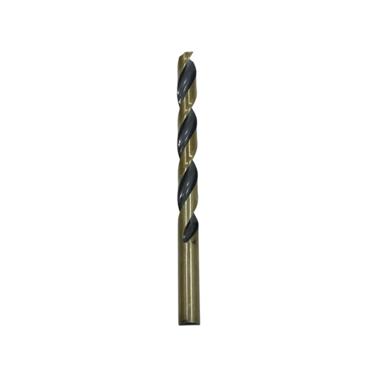 Broca de taladro helicoidal, acabado dorado y negro, punta afilada para metal y madera