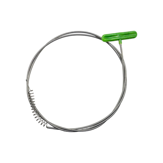 Destapacaños manual sonda flexible de 1.65m con resorte y mango verde para desatascar tuberías de drenaje