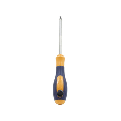 Desarmador de cruz Tramontina-PRO punta Phillips, mango ergonómico azul y amarillo, acero Vanadium