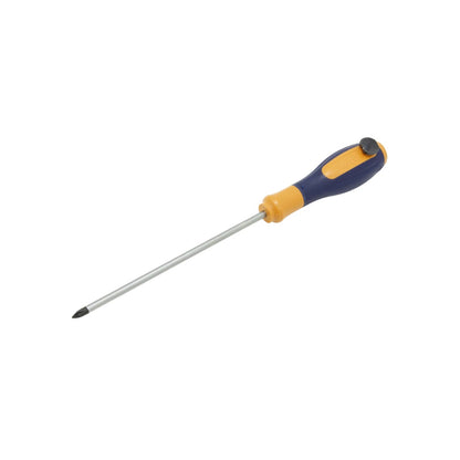 Desarmador de cruz Phillips con mango ergonómico bicolor azul y amarillo