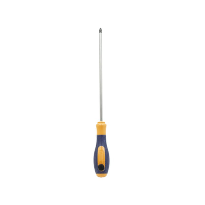 Ideal para trabajos livianos y el hogar.,Mango de polipropileno., Forjado en acero al alto carbóno.,Punta magnetizada.,Medida: 1/4"x8".,Punta cruz.,Cromo vanadio.
