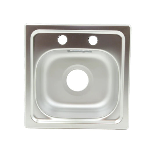 Tarja mini Tramontina de acero inoxidable para cocina, un seno con 2 perforaciones para grifo, para empotrar