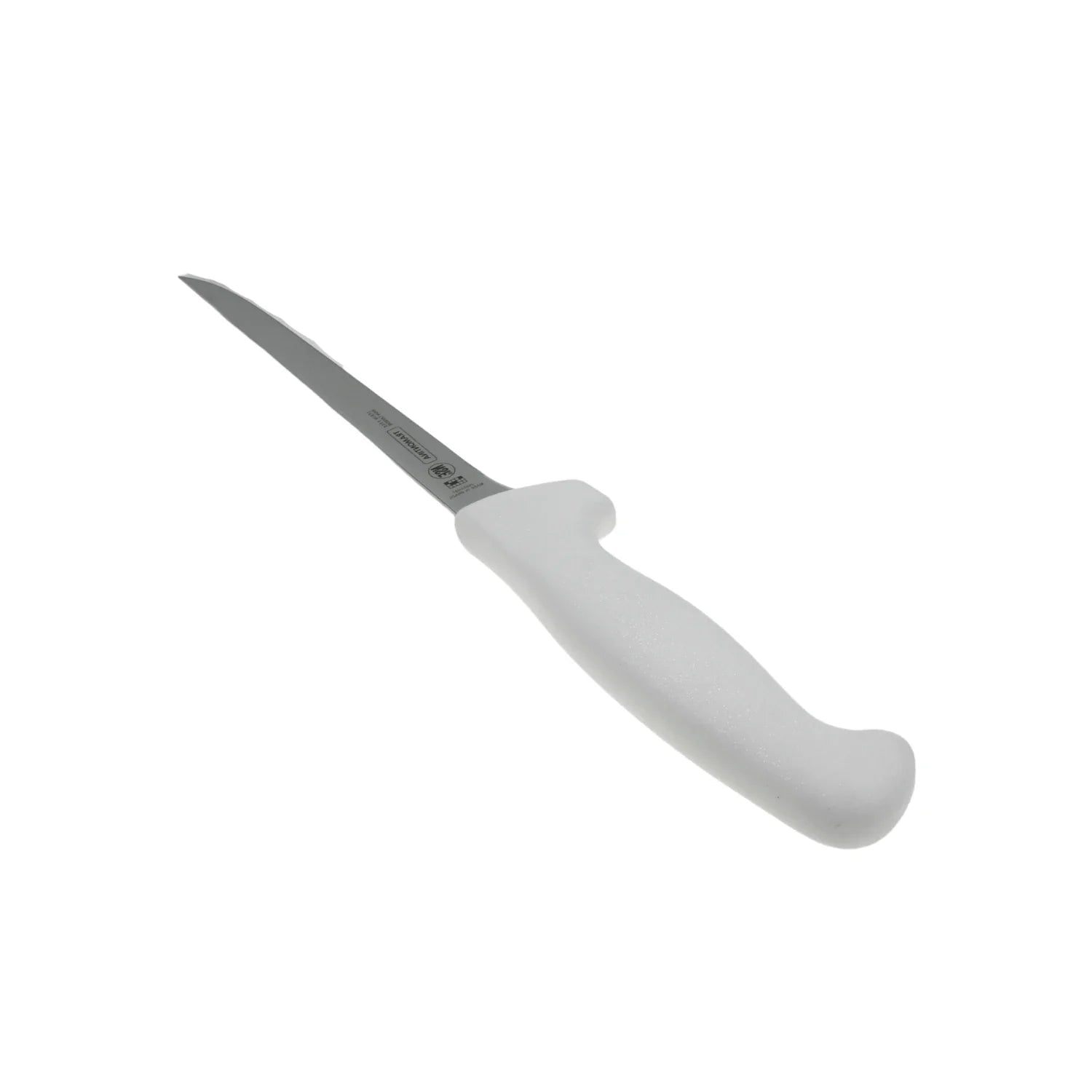 Hoja fabricada de lamina de acero inoxidable, tratada térmicamente que garantiza niveles de dureza promedio 56 Hrc,Empuñadura de polipropileno texturizado, que ofrece mayor confort y seguridad en el manejo.,Mango inyectado directamente sobre la espiga, lo que asegura una perfecta fijación y evita la retención de residuos, con protección antimicrobiana que inhibe el crecimiento de hongos y bacterias.,Ideal para deshuesar.