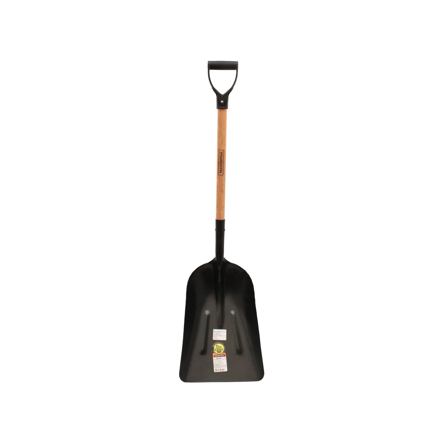 Pala carbonera Tramontina con mango de madera y empuñadura en D, pala de acero negra para jardinería y construcción