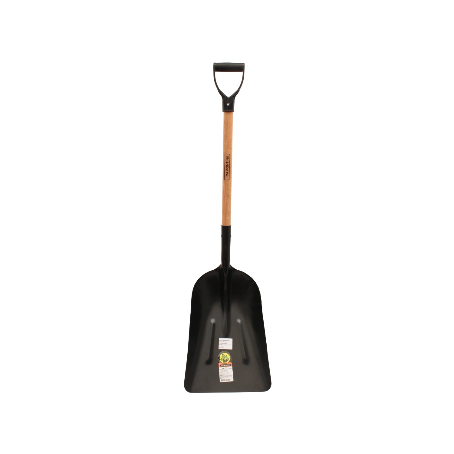 Pala carbonera Tramontina con mango de madera y empuñadura en D, pala de acero negra para jardinería y construcción