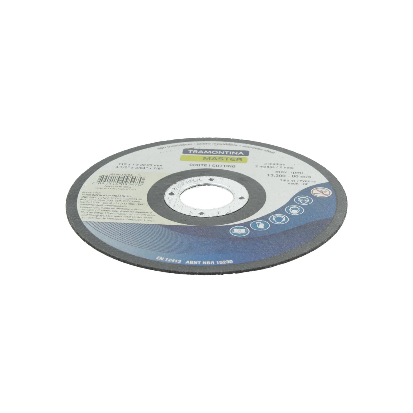 Disco de corte Tramontina Master 4 1/2" para metal y acero inoxidable, abrasivo de óxido de aluminio