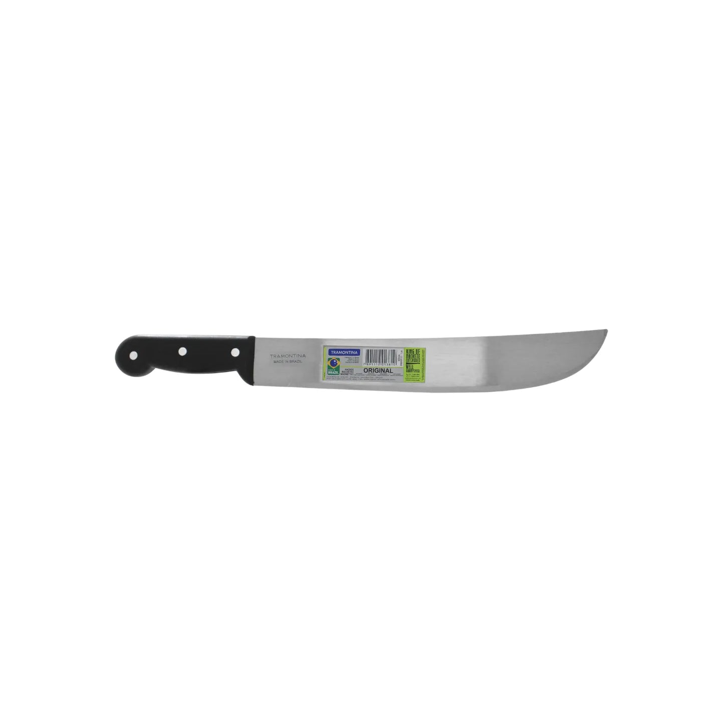 Machete Tramontina con hoja de acero y mango ergonómico negro para trabajos de agricultura y limpieza de terrenos