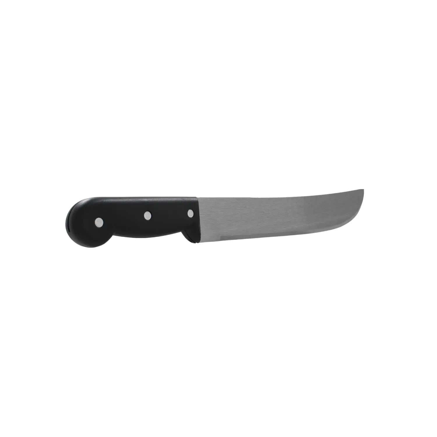 Cuchillo carnicero profesional con hoja de acero inoxidable y mango negro ergonómico con triple remache