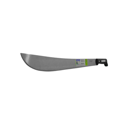 Machete Tramontina con hoja de acero y mango negro para limpieza de maleza y desbroce de terrenos.