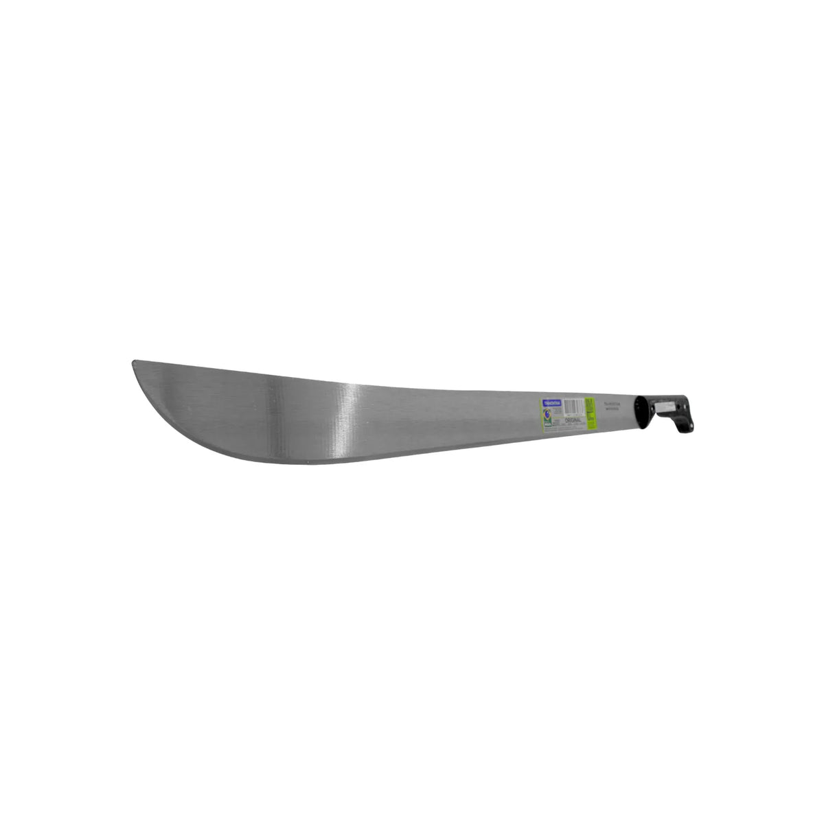 Machete Tramontina con hoja de acero y mango negro para trabajos de jardinería y agricultura profesional.