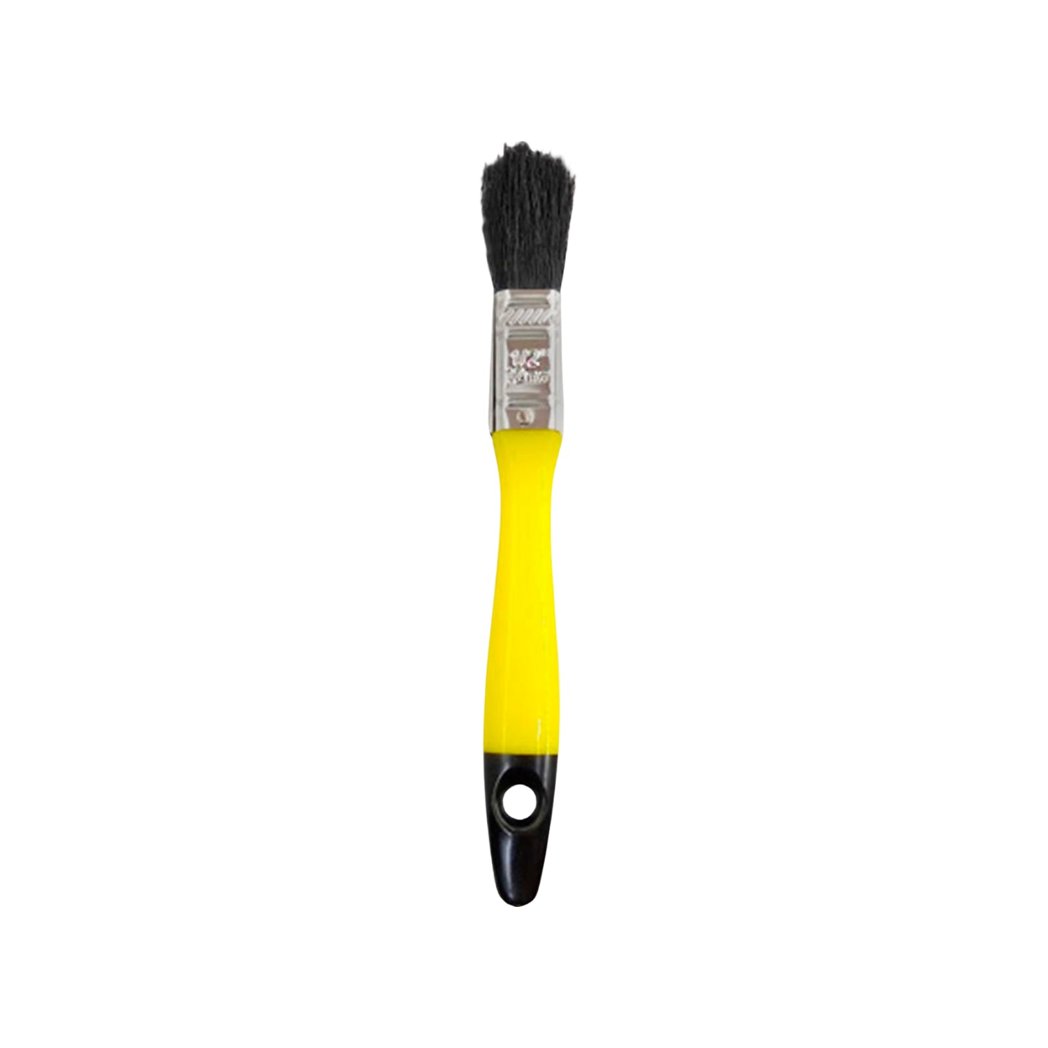 Brocha para pintar 1/2 pulgada, mango amarillo y negro, cerdas negras para uso general en ferretería