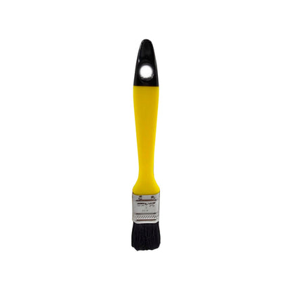 Brocha de pintura 1 pulgada, mango amarillo y negro, cerdas negras, para trabajos de detalle y retoques