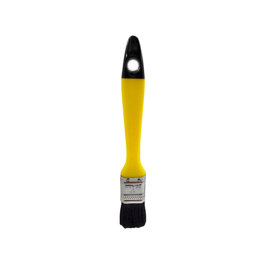 Brocha de pintura 1 pulgada, mango amarillo y negro, cerdas negras, para trabajos de detalle y retoques
