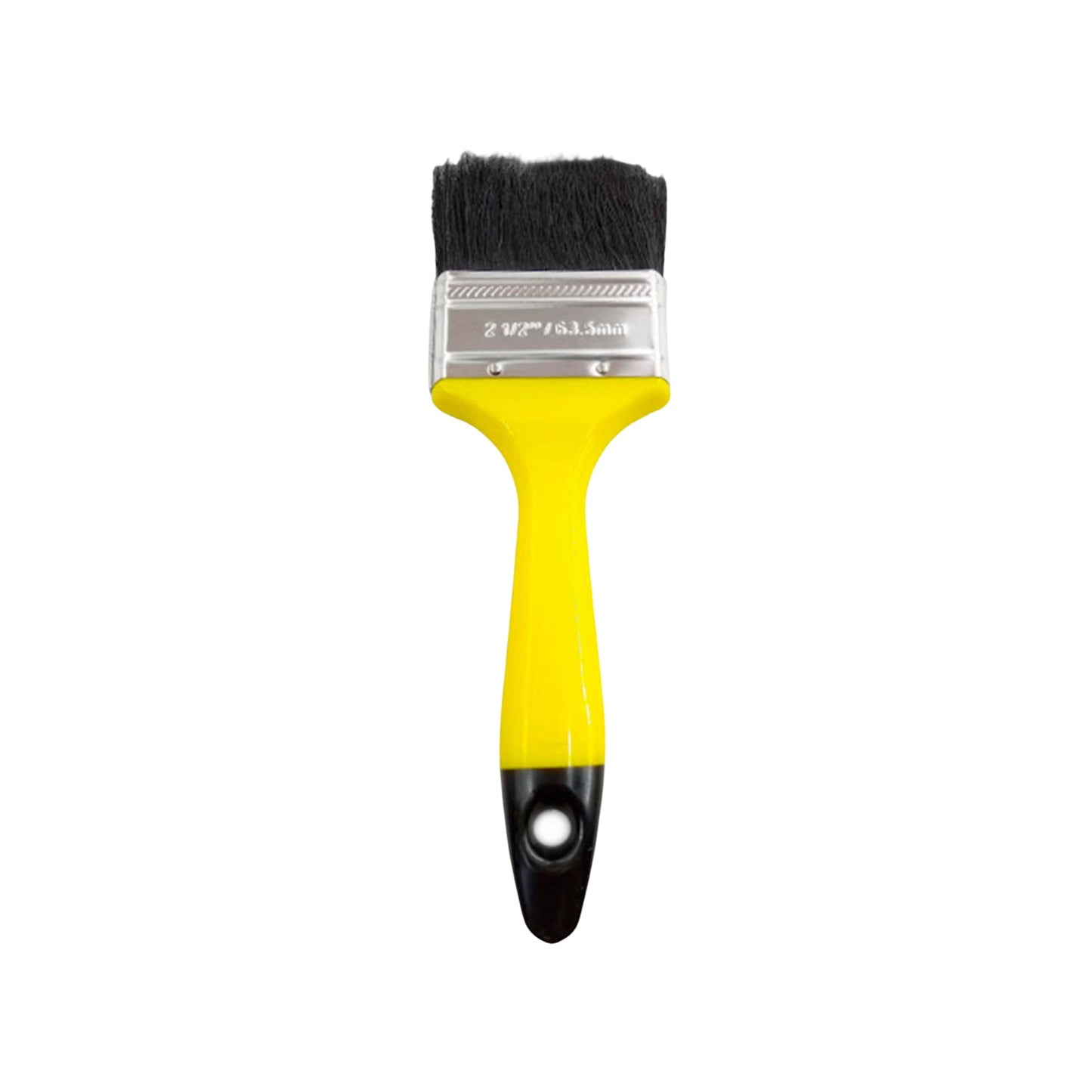 Brocha de pintura plana 2 1/2 pulgadas (63.5mm) con mango amarillo, ideal para acabados en paredes.