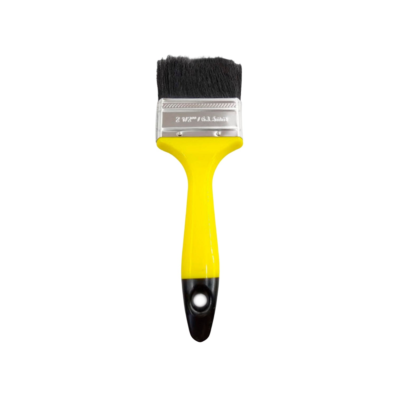 Brocha de pintura plana 2 1/2 pulgadas (63.5mm) con mango amarillo, ideal para acabados en paredes.
