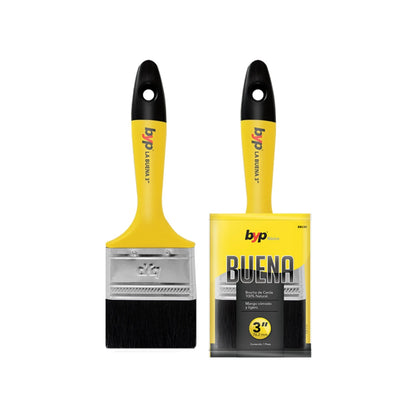Brocha de pintura BYP Buena de cerda natural 3 pulgadas con mango amarillo ergonómico y ligero
