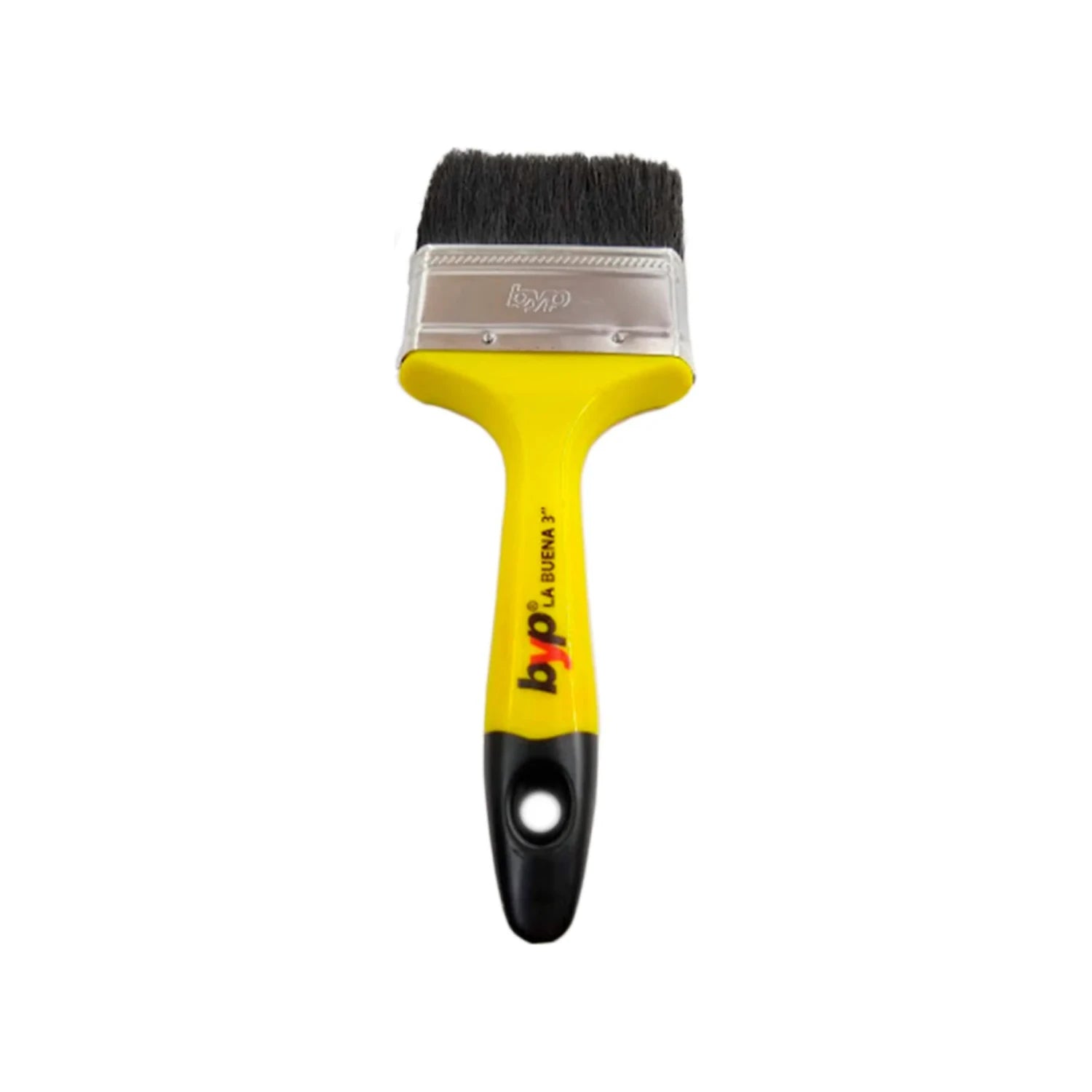 Brocha de pintura BYP LA BUENA 3 pulgadas, mango ergonómico amarillo y negro, ideal para acabados